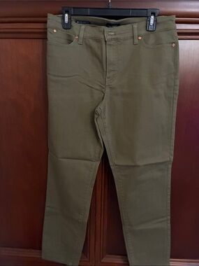 Womens  Olive Green Slim ankle Jeans